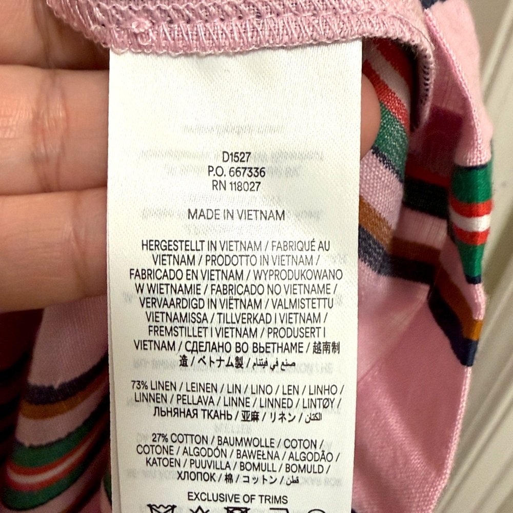 NWT Boden Arabella Linen Blend Dress in Pink Rich Emerald Stripe - Picture 13 of 13